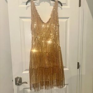 Taylor Swift Gold Flapper Dress - Size Small